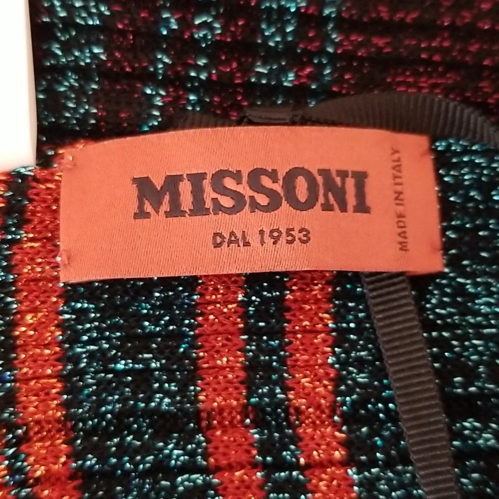Missoni Metallic Ribbed Knit Bandana Scarf